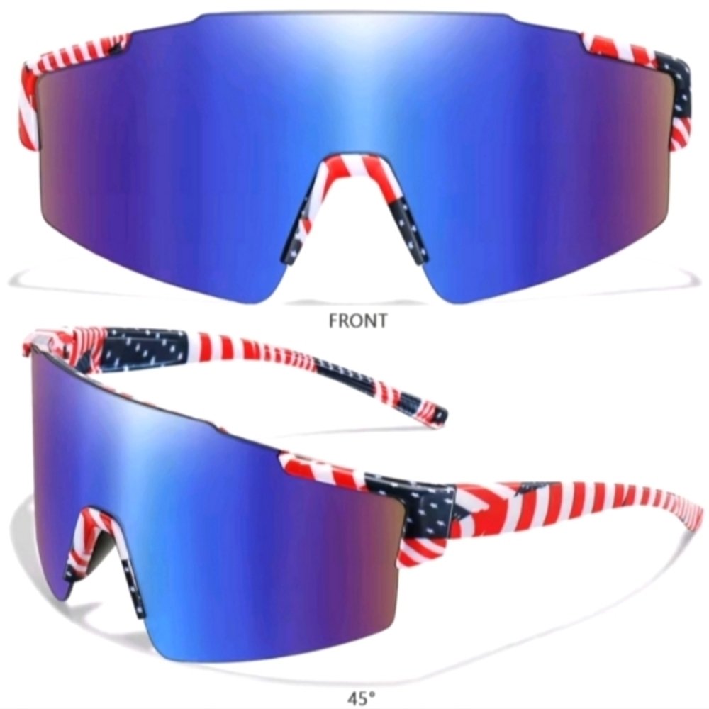 Patriotic Blue Men's Reflective Unisex Cyclist Sunglasses
